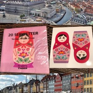 Tile Trivet & Napkins Souvenir from Denmark